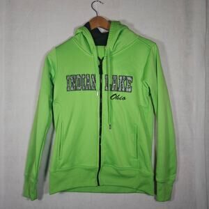 Indian Lake, Ohio Lime Green Full Zip Hoodie with Sparkles